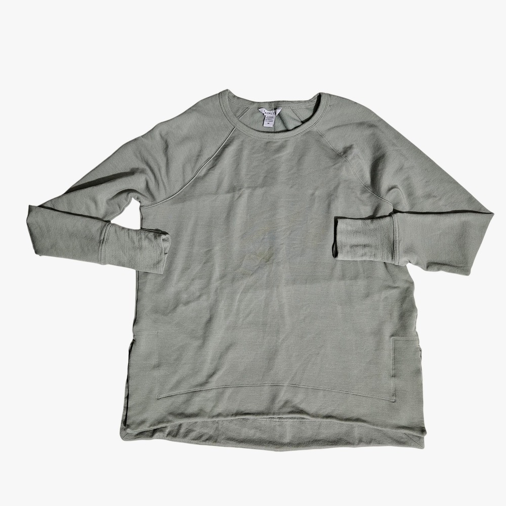 Athleta Womens Medium Sage Green Coaster Luxe Recover Sweatshirt Pullover